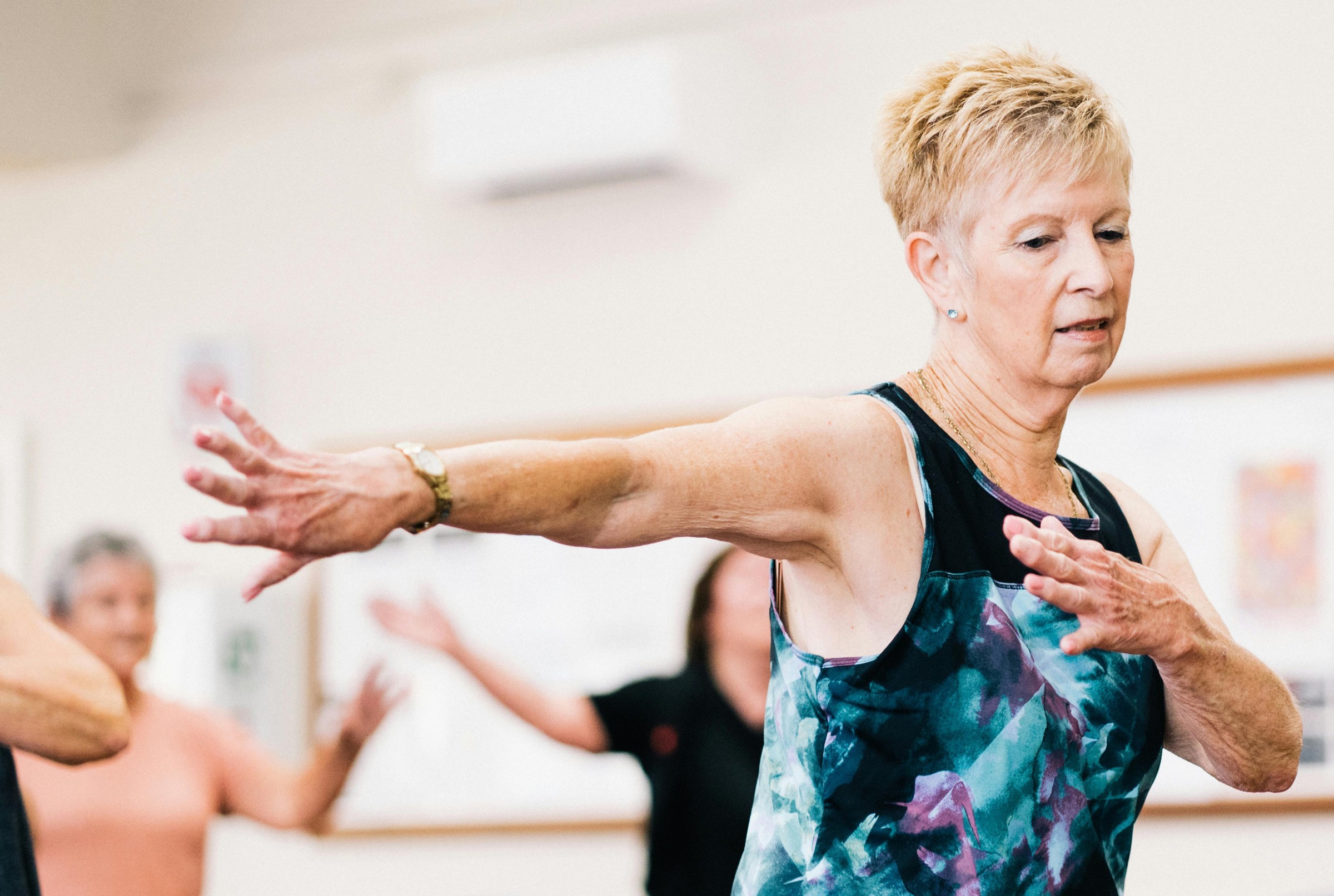 A group of older adults working out